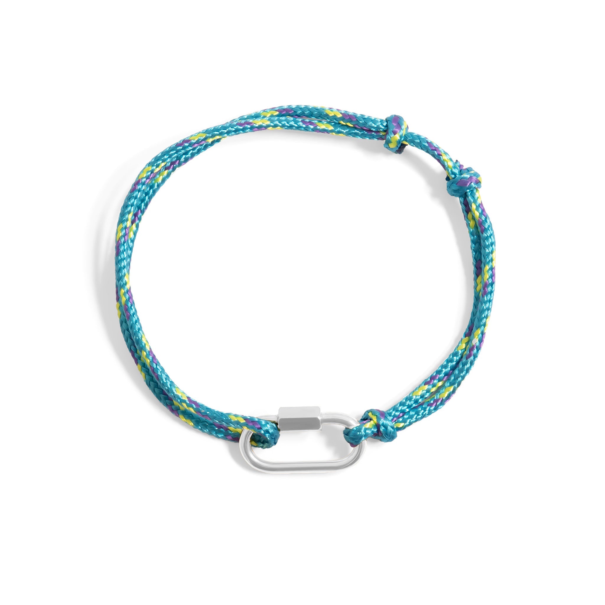 18K Gold PVD Stainless Steel Teal Rope Carabiner Bracelet