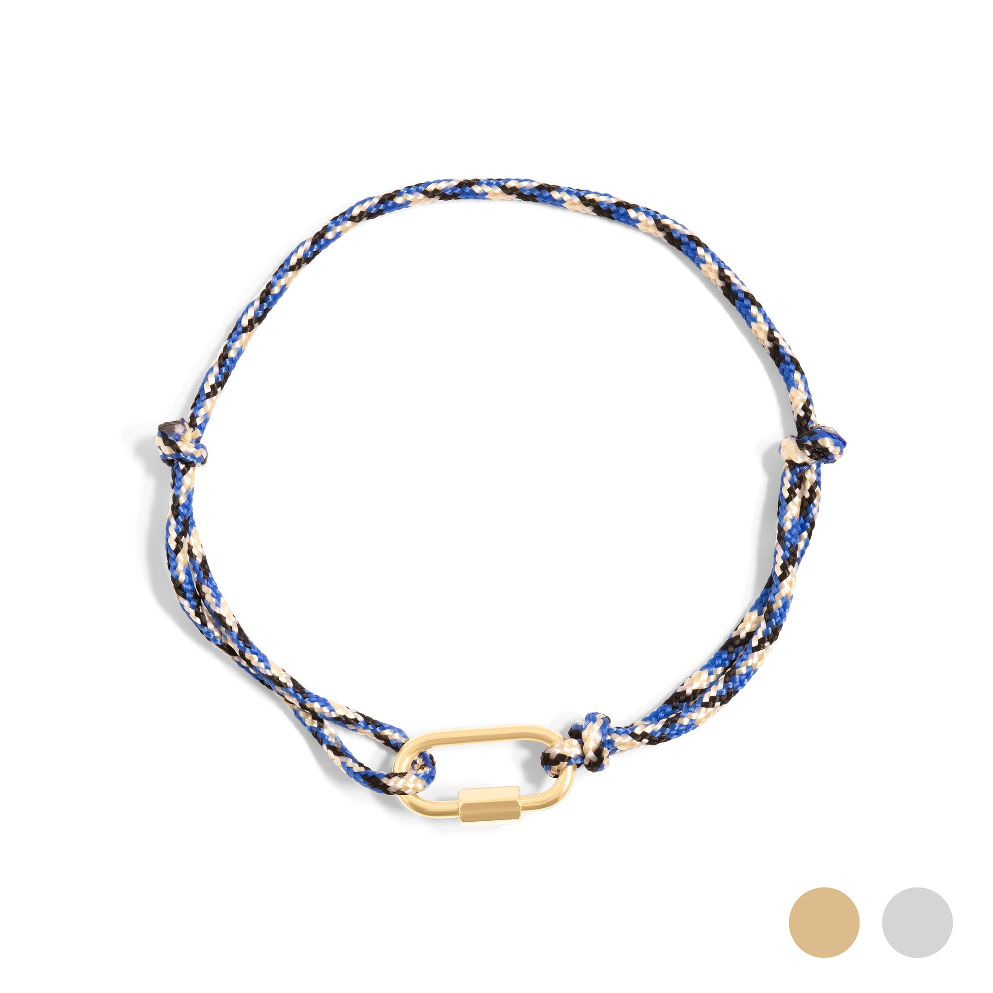 18K Gold PVD Stainless Steel Navy Rope Carabiner Bracelet