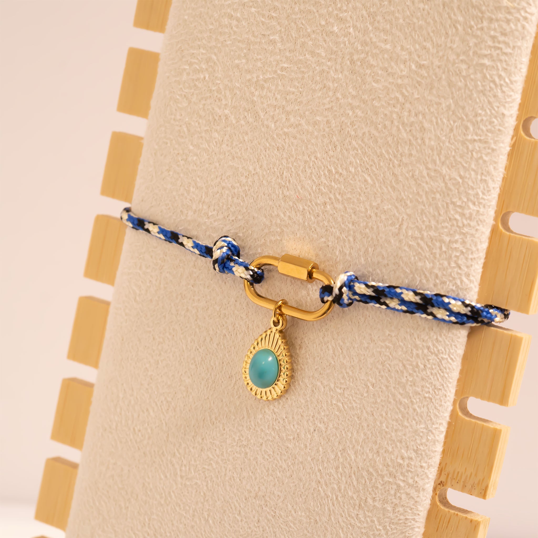 18K Gold PVD Stainless Steel Navy Rope Carabiner Bracelet