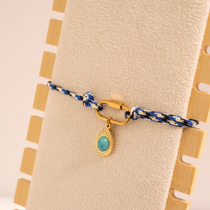 18K Gold PVD Stainless Steel Navy Rope Carabiner Bracelet
