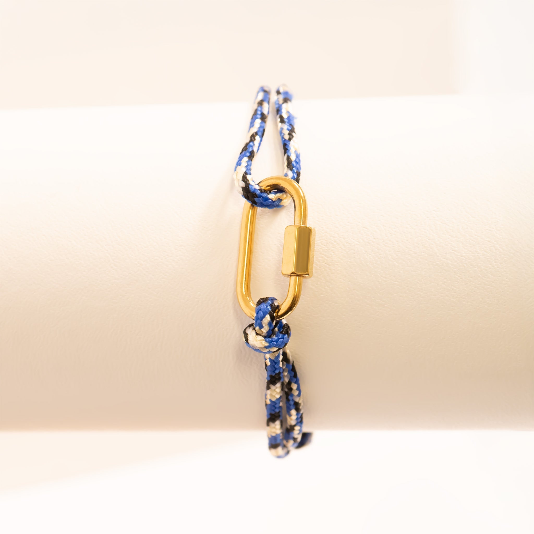18K Gold PVD Stainless Steel Navy Rope Carabiner Bracelet