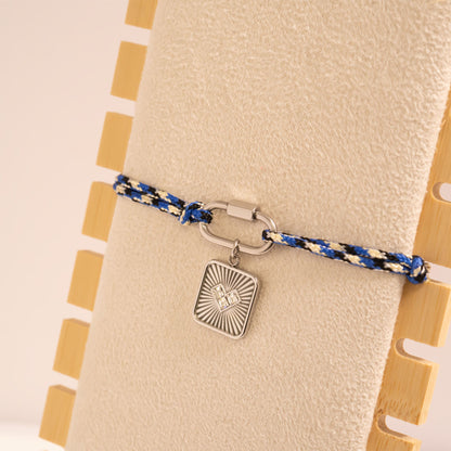 18K Gold PVD Stainless Steel Navy Rope Carabiner Bracelet