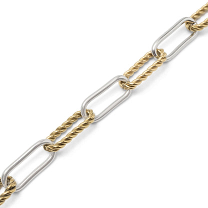 18K Gold PVD Stainless Steel Mixed Metal Twist Chain Bracelet