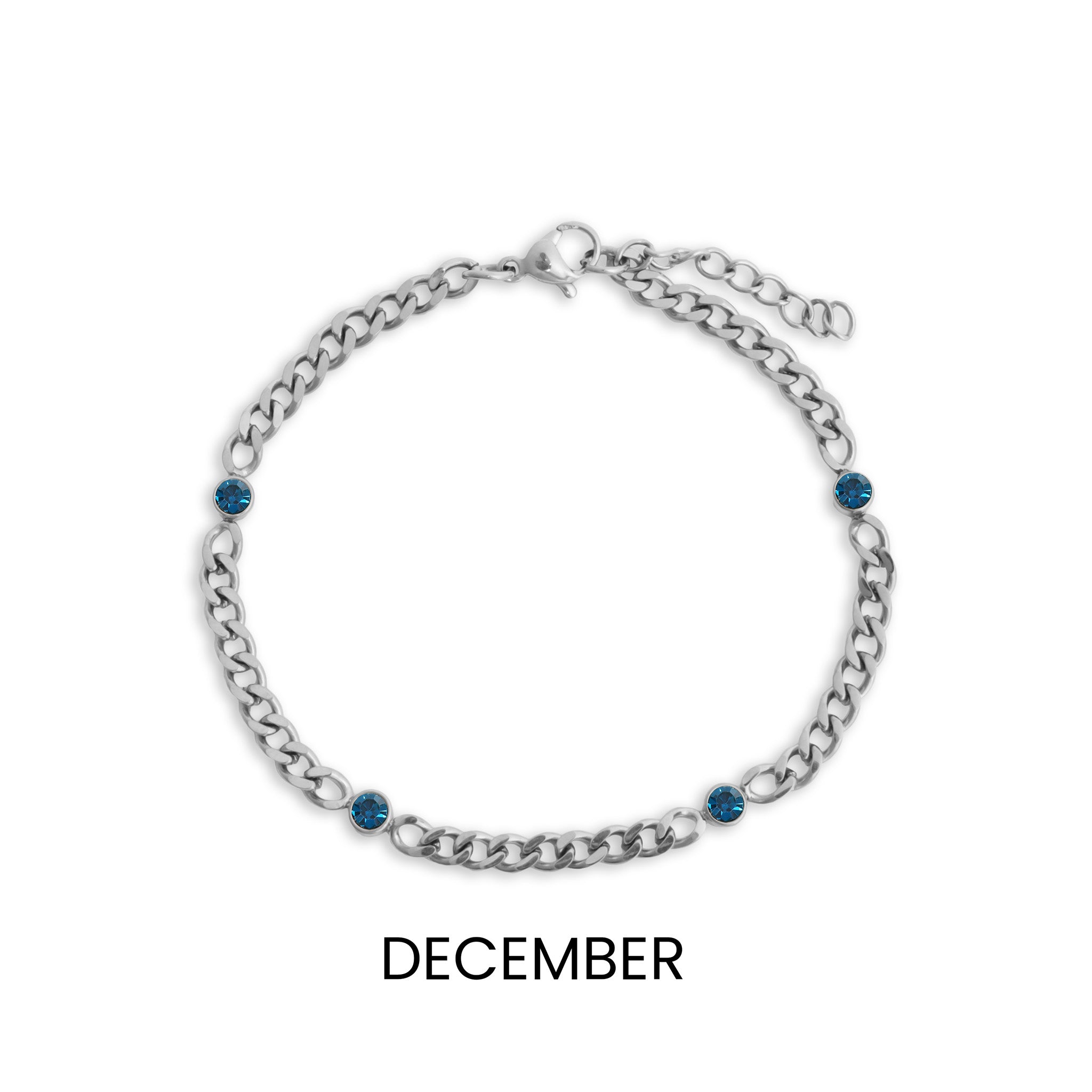 Stainless Steel Station Birthstone Bracelet