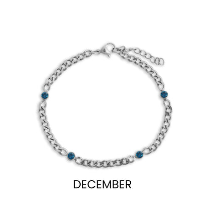 Stainless Steel Station Birthstone Bracelet