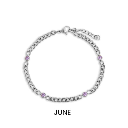 Stainless Steel Station Birthstone Bracelet
