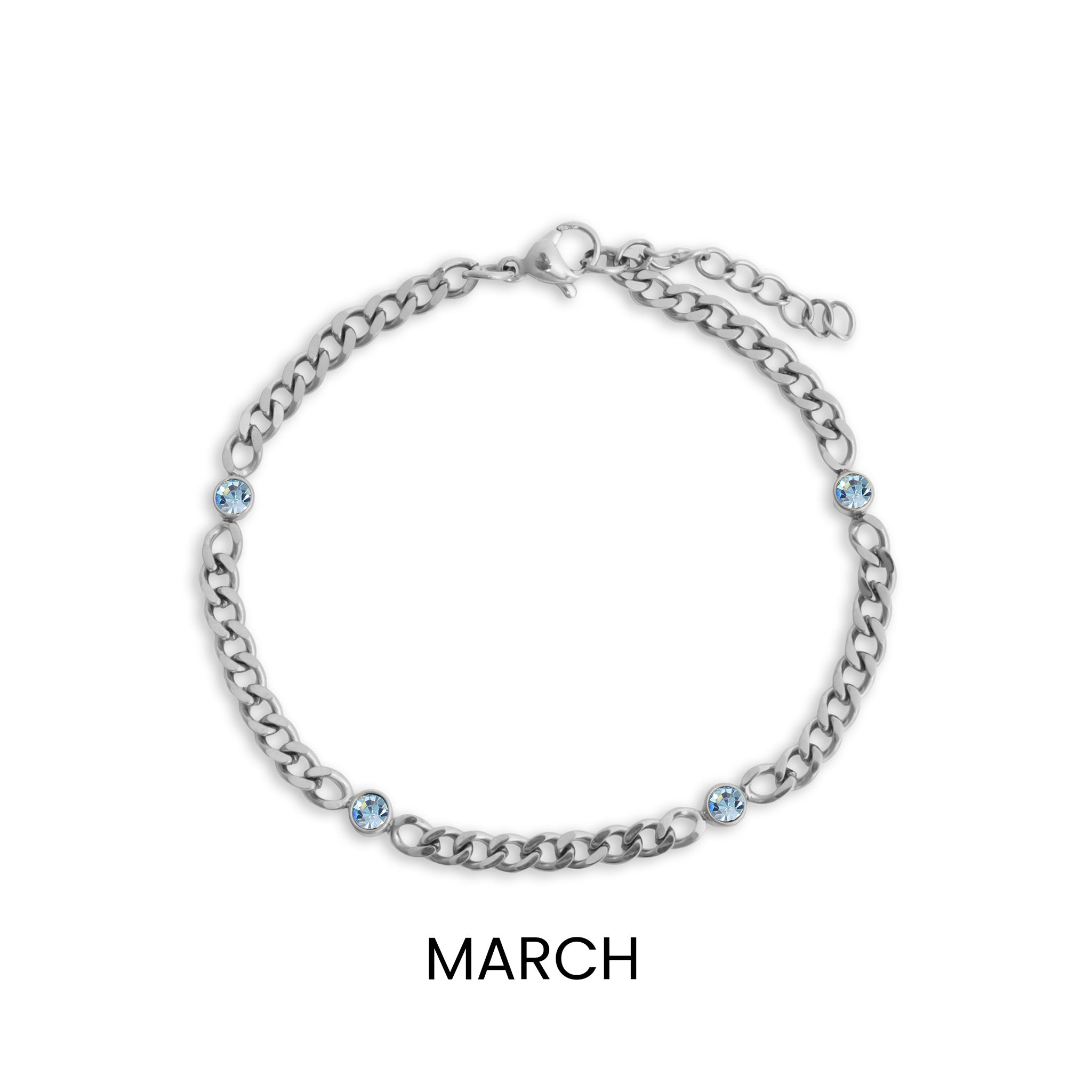 Stainless Steel Station Birthstone Bracelet