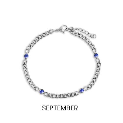 Stainless Steel Station Birthstone Bracelet