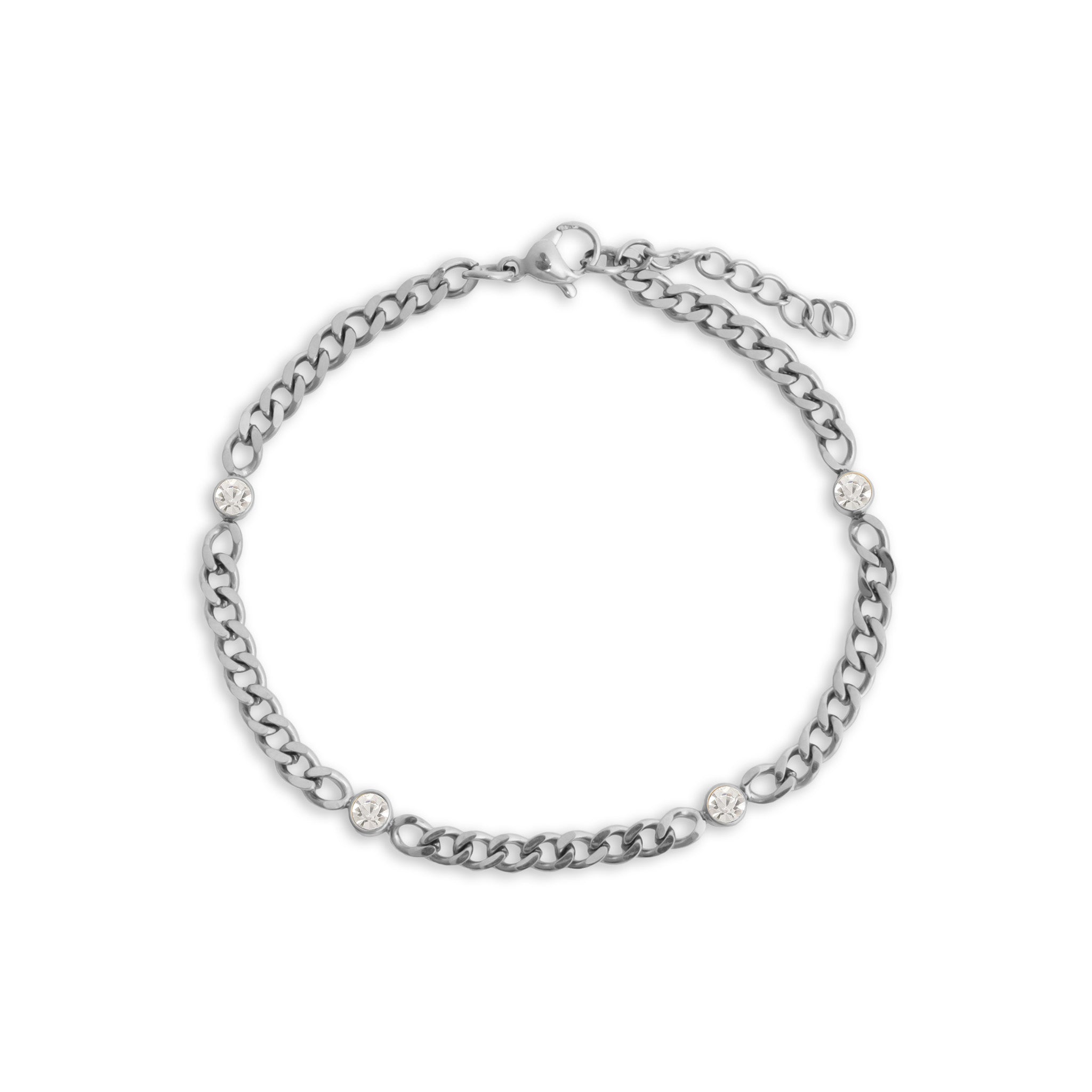 Stainless Steel Station Birthstone Bracelet