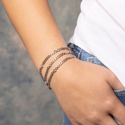 Stainless Steel Station Birthstone Bracelet