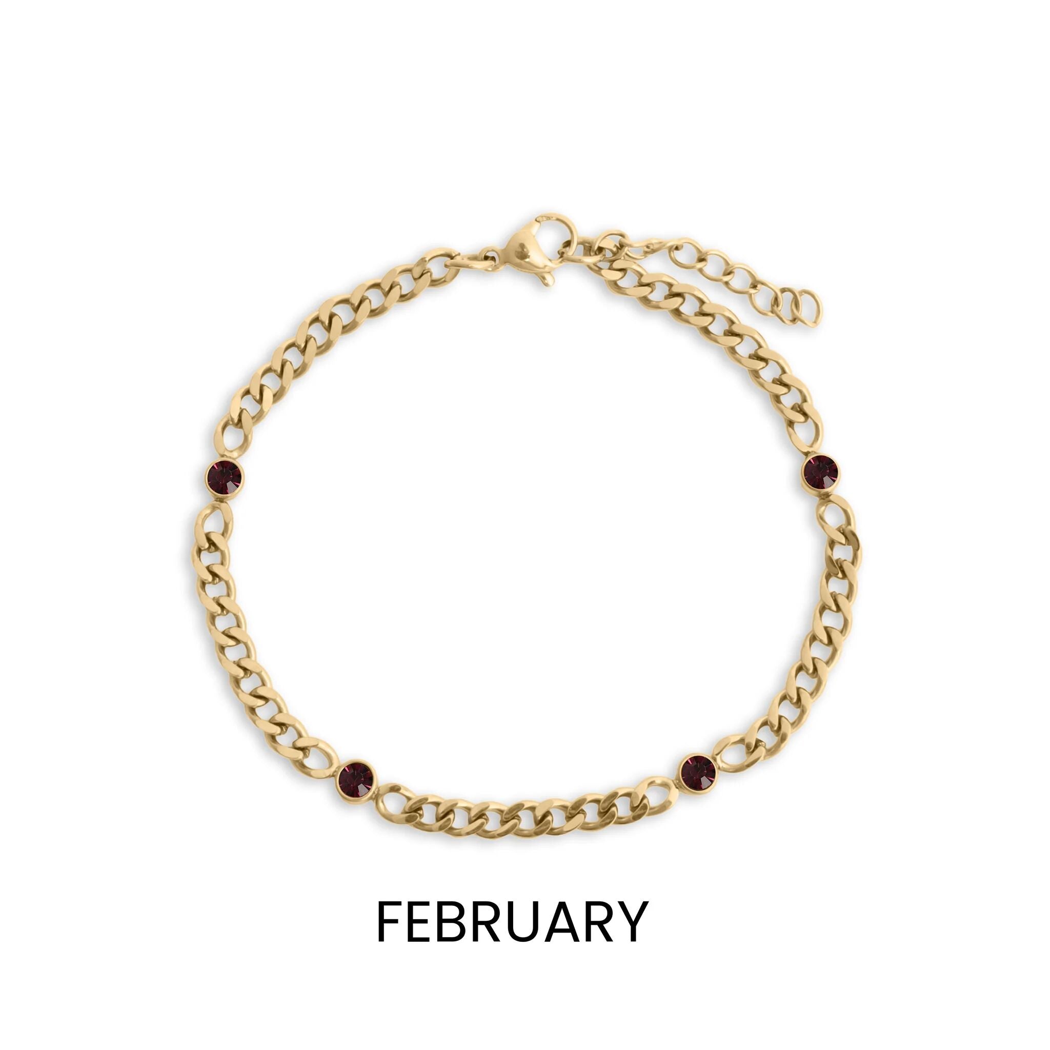 18K Gold PVD Station Birthstone Bracelet