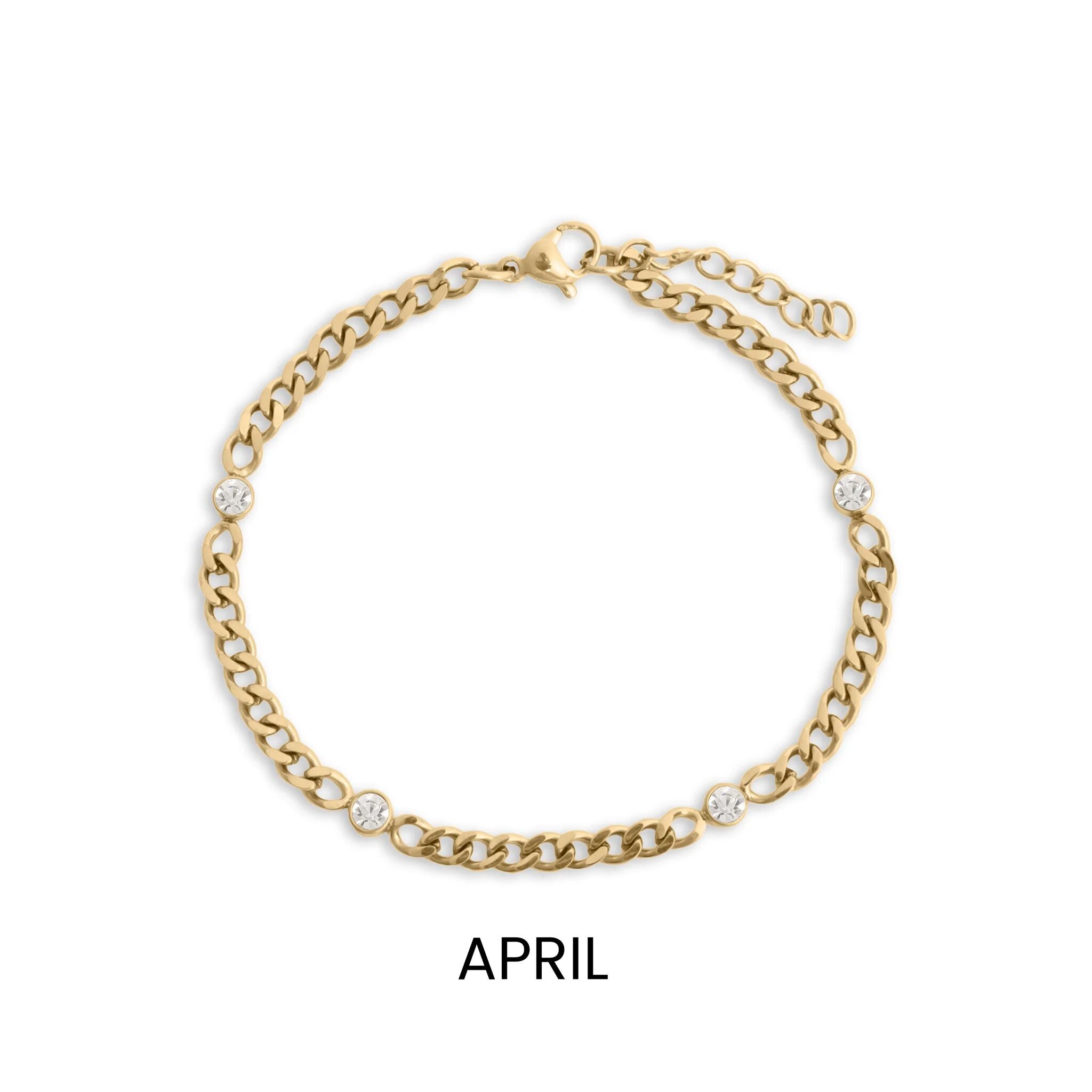 18K Gold PVD Station Birthstone Bracelet