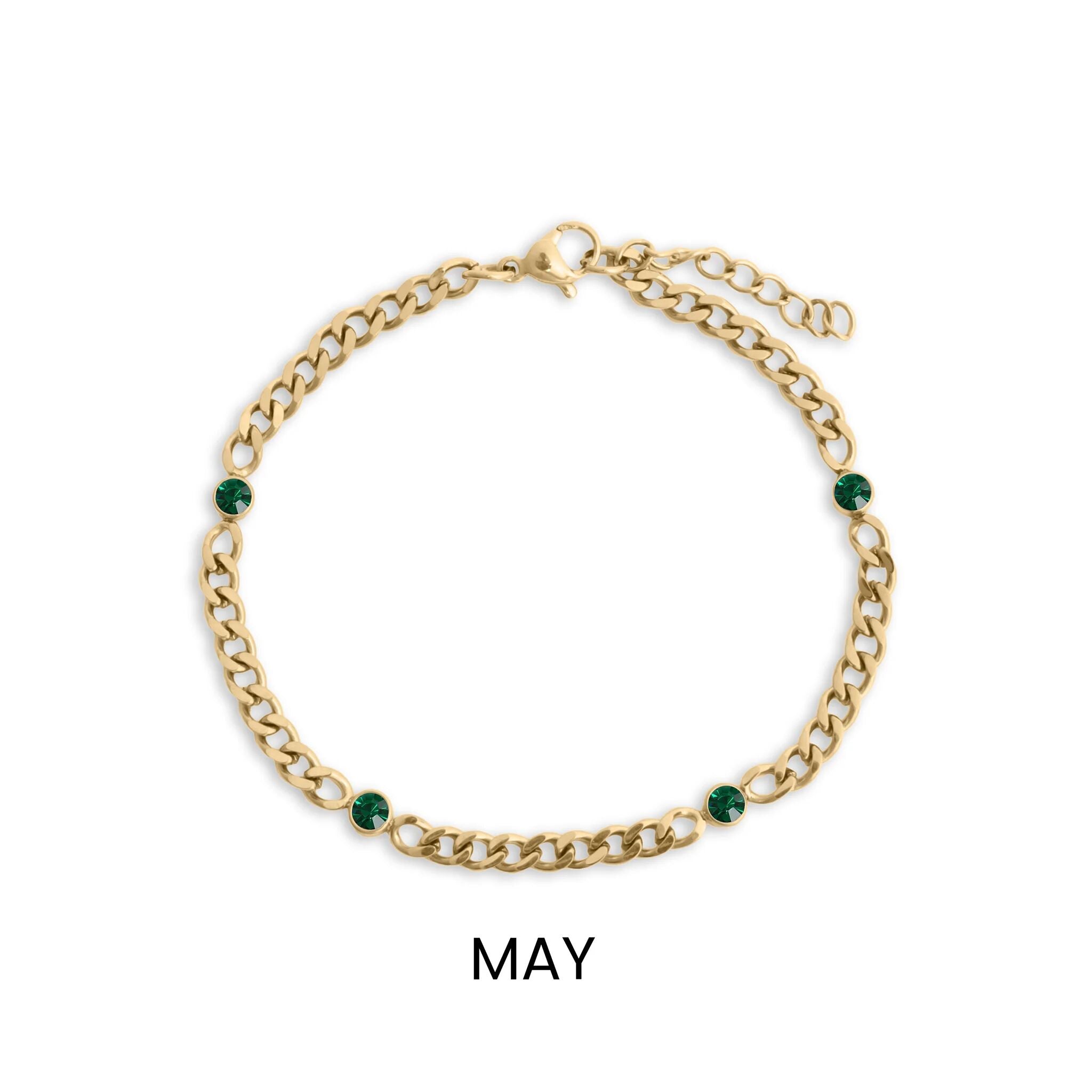 18K Gold PVD Station Birthstone Bracelet