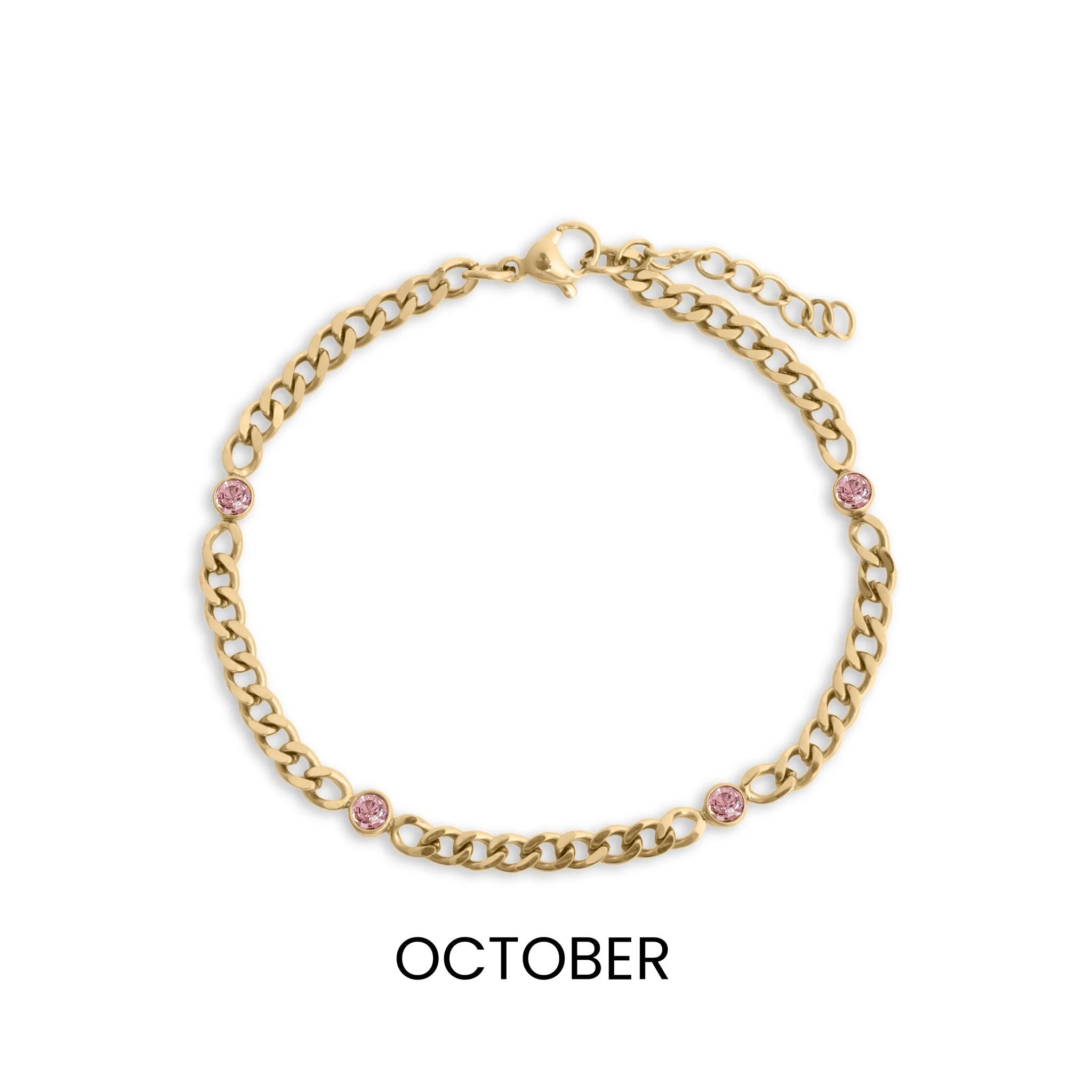18K Gold PVD Station Birthstone Bracelet