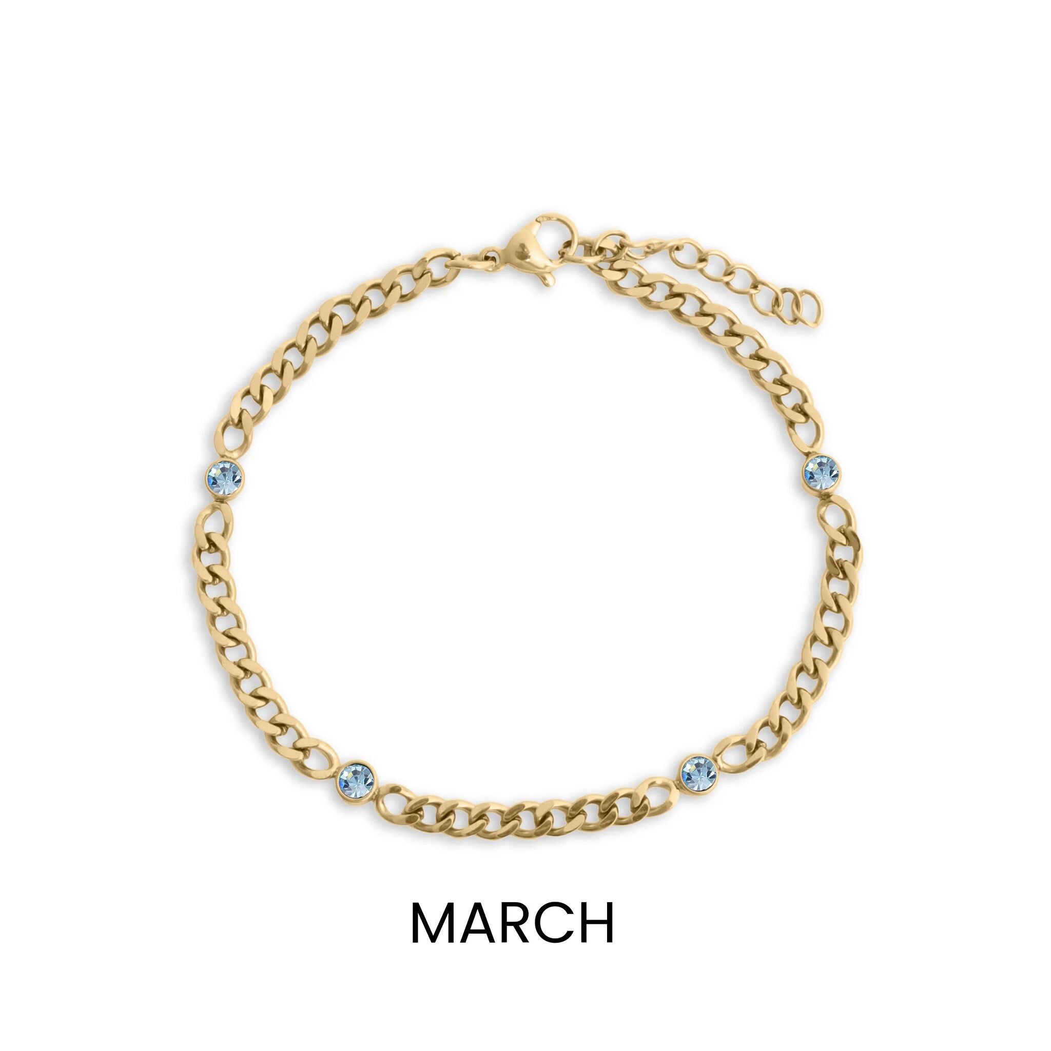 18K Gold PVD Station Birthstone Bracelet