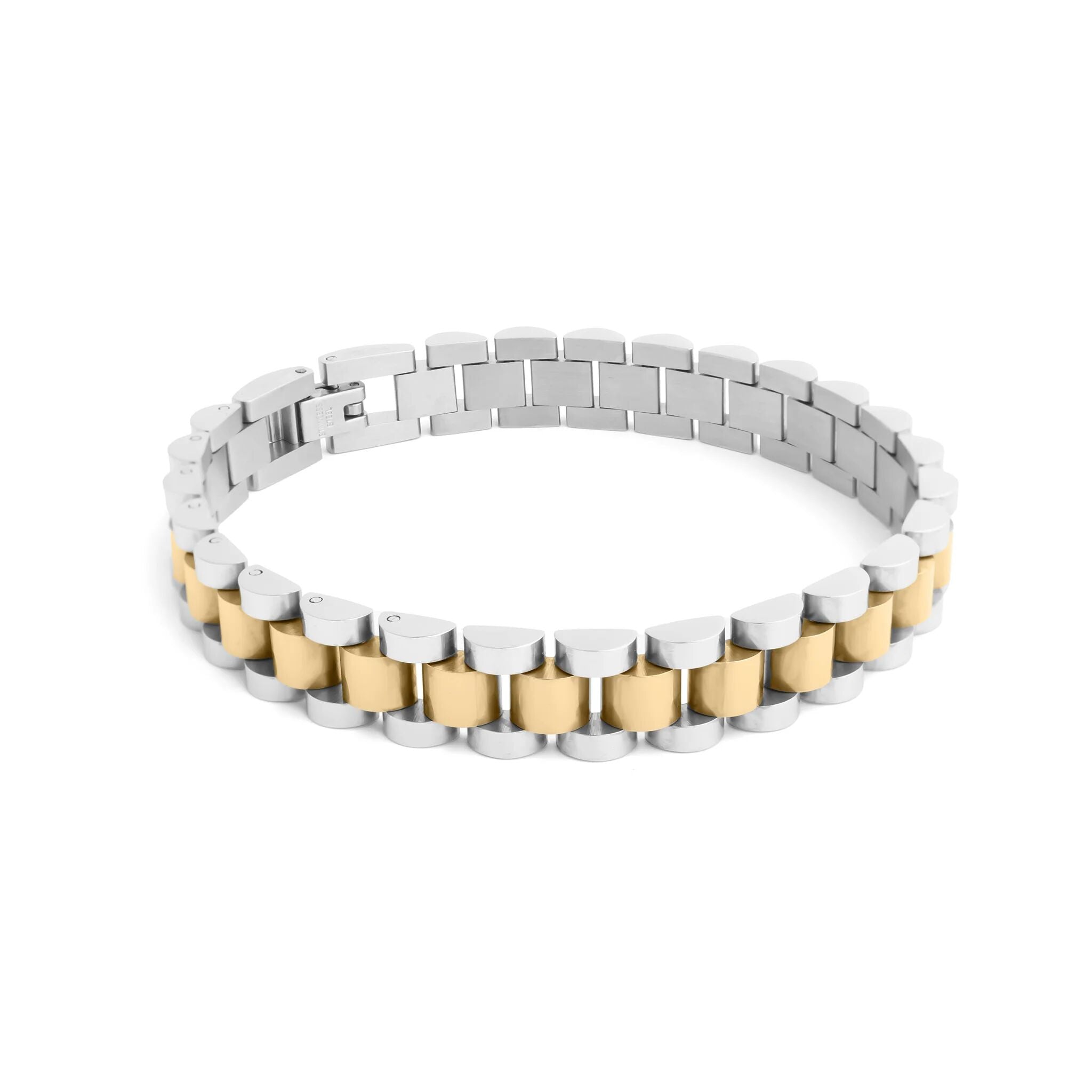 18K Gold Stainless Steel  Mixed Metal Watch Band Bracelet