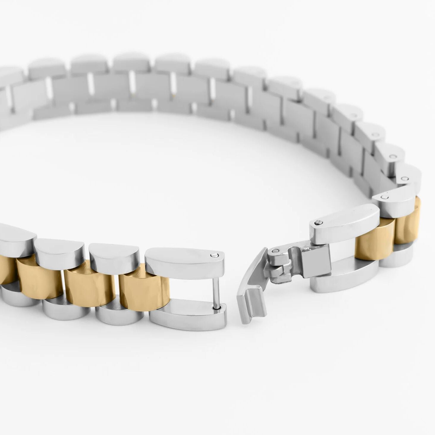 18K Gold Stainless Steel  Mixed Metal Watch Band Bracelet