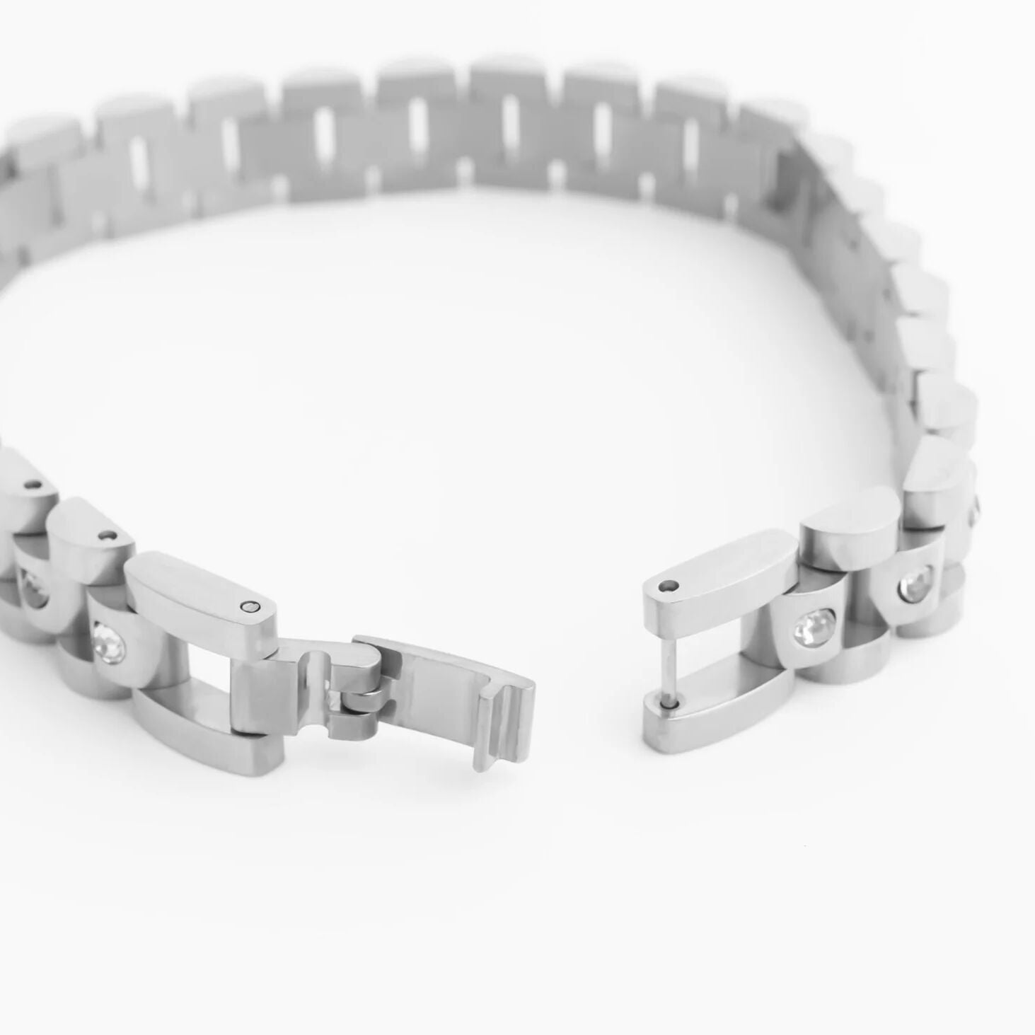 18K Gold Stainless Steel Watch With Stones Band Bracelet