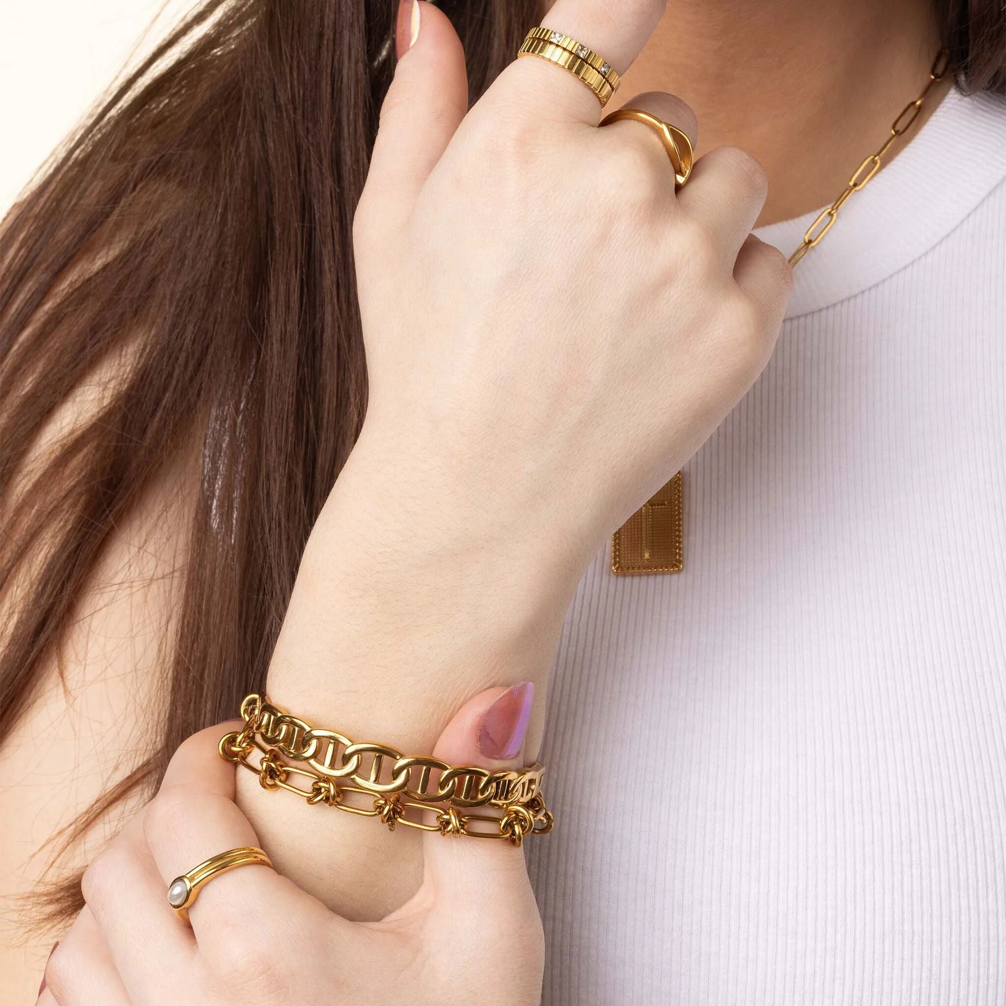 18K Gold PVD Stainless Steel Knotted Chain Bracelet