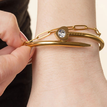 18K Gold PVD Stainless Steel Bangle Bracelet Bundle