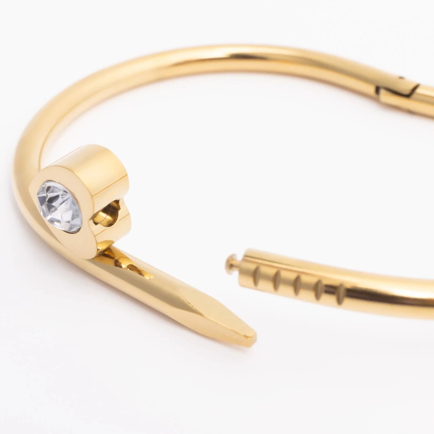 18K Gold PVD Stainless Steel Heart with Stone Bangle Bracelet