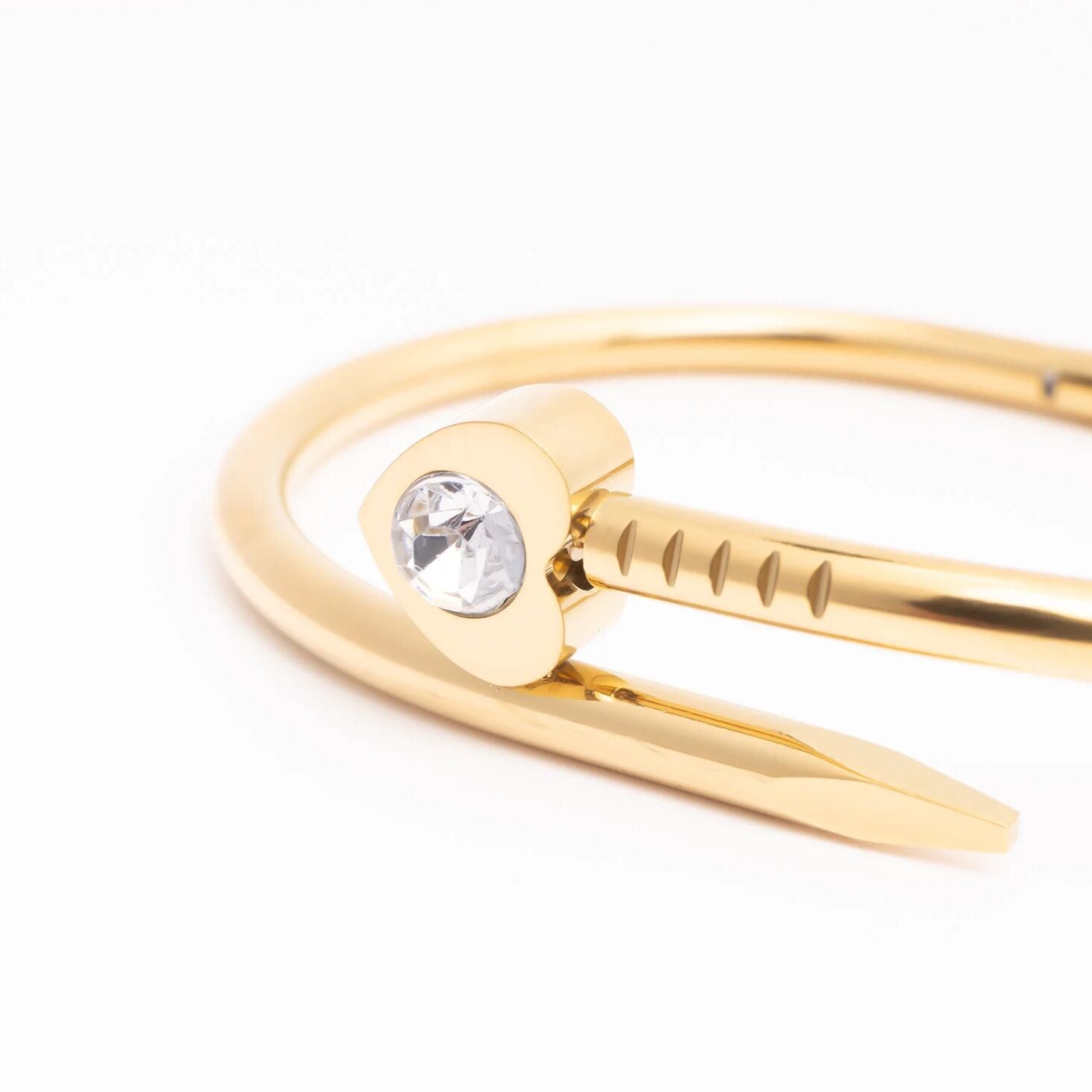 18K Gold PVD Stainless Steel Heart with Stone Bangle Bracelet