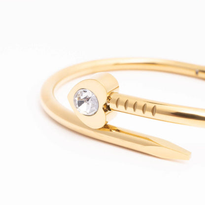 18K Gold PVD Stainless Steel Heart with Stone Bangle Bracelet