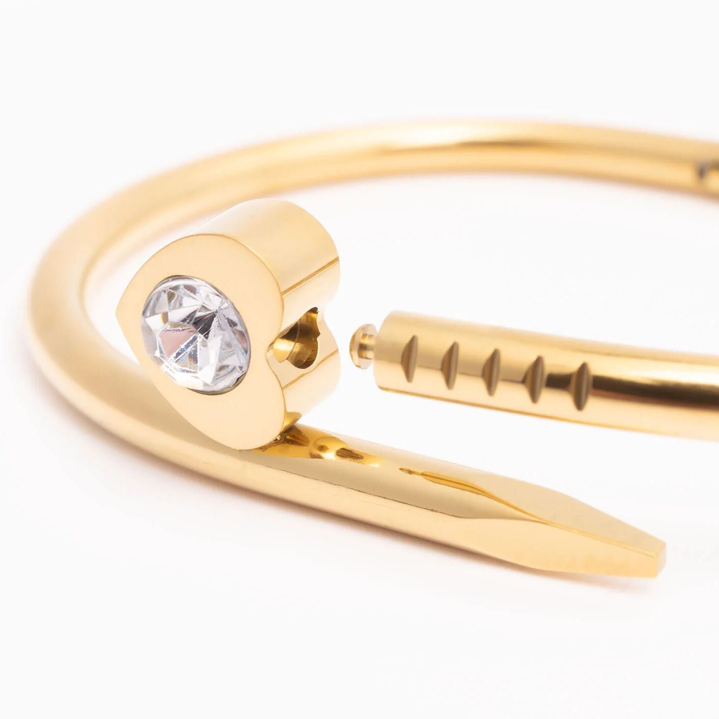 18K Gold PVD Stainless Steel Heart with Stone Bangle Bracelet