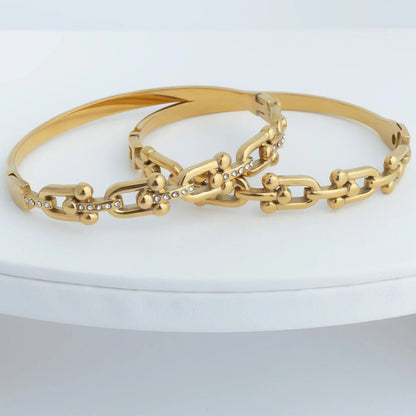 18K Gold PVD Stainless Steel Hardware Bangle Bracelet