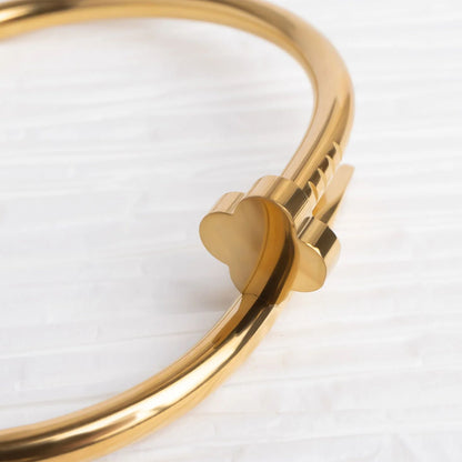 18K Gold PVD Stainless Steel Floral Nail Bangle Bracelet