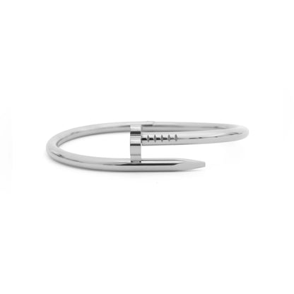 Silver bracelet on a white background