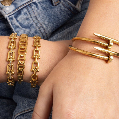 18K Gold PVD Stainless Steel Hardware Bangle Bracelet