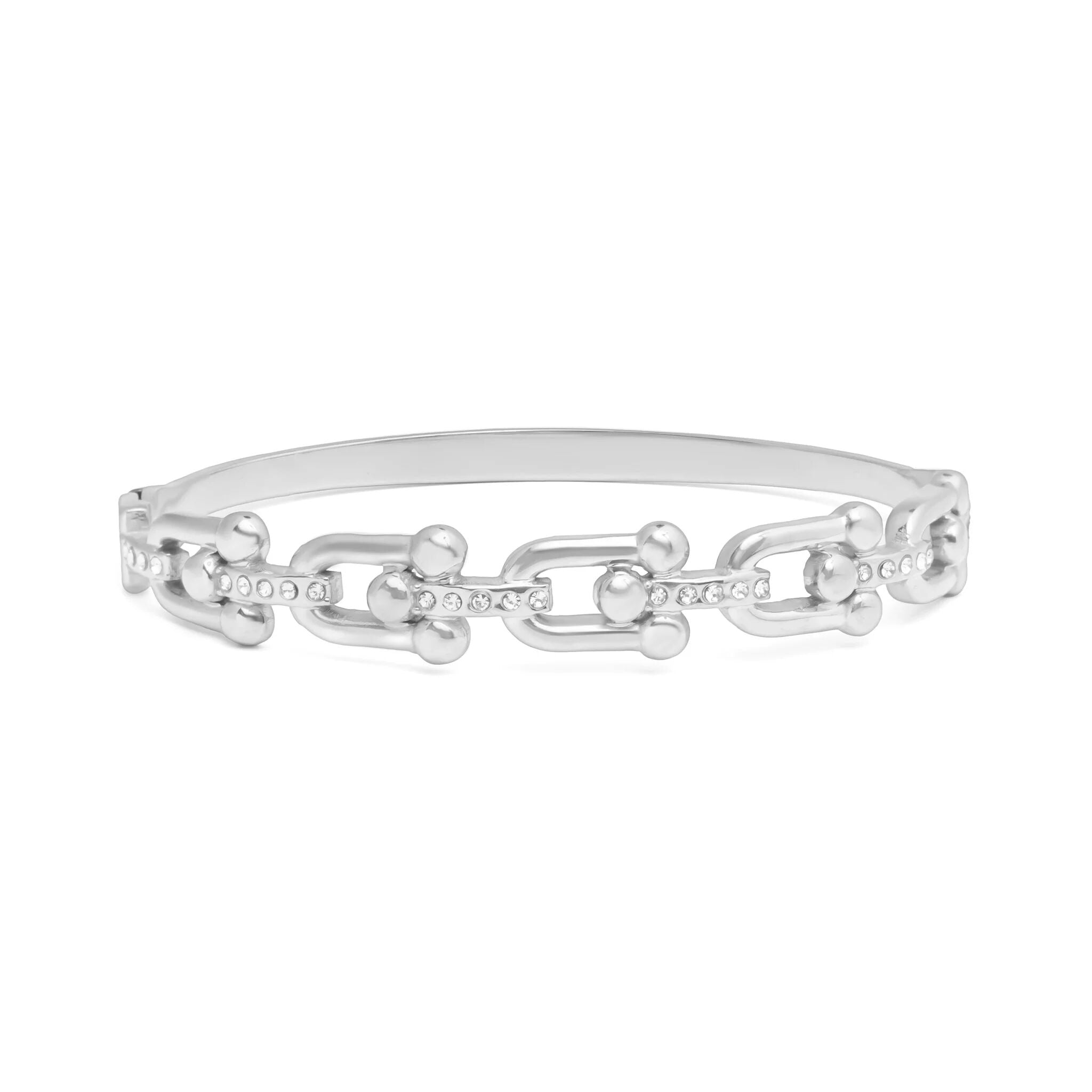 Silver chain bracelet on a white background