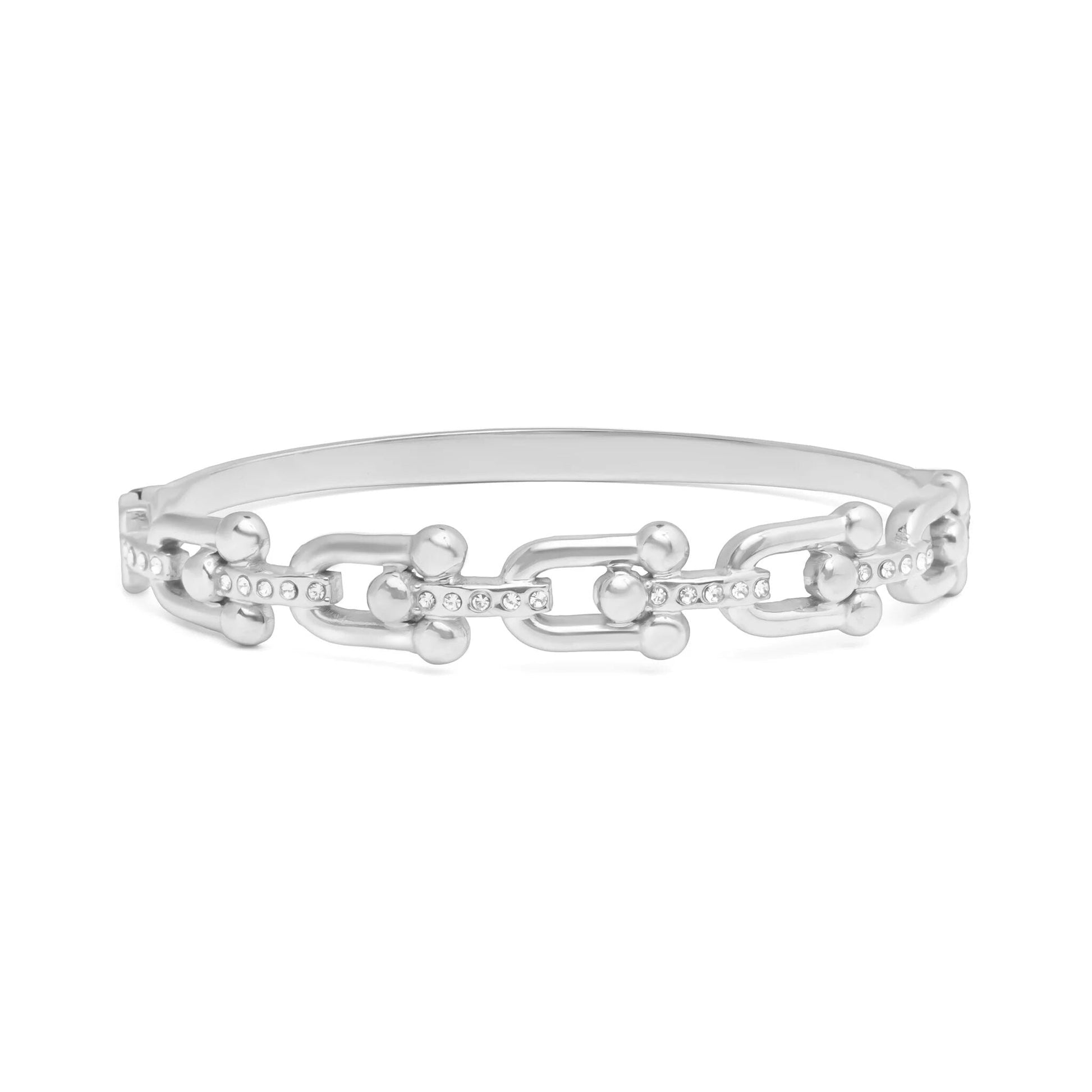 Silver chain bracelet on a white background