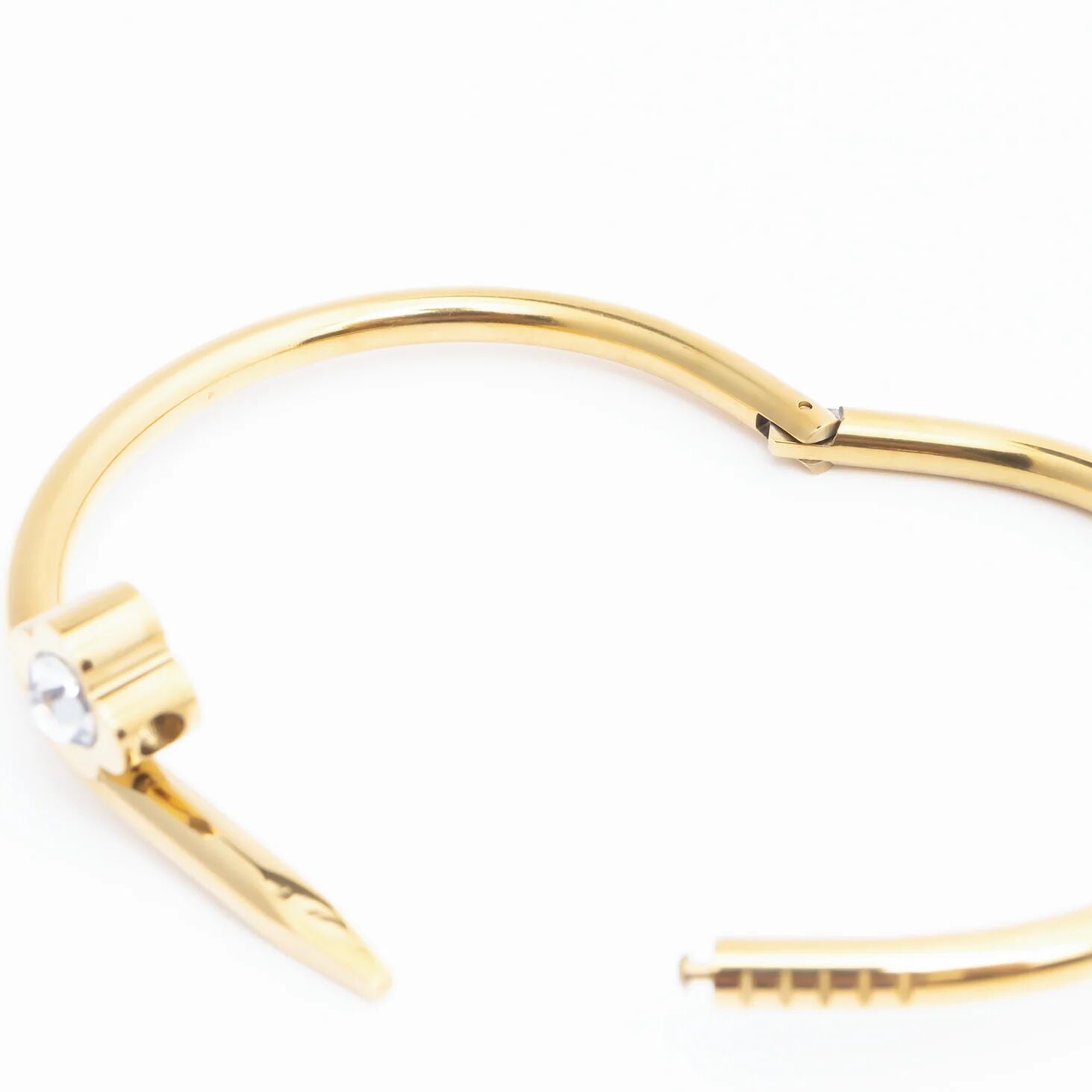 18K Gold PVD Stainless Steel Stone Floral Nail Bangle Bracelet