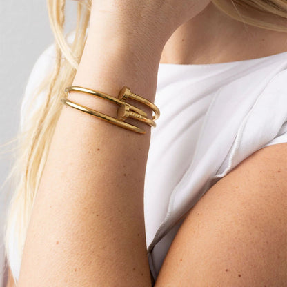 18K Gold PVD Stainless Steel Bangle Bracelet Bundle