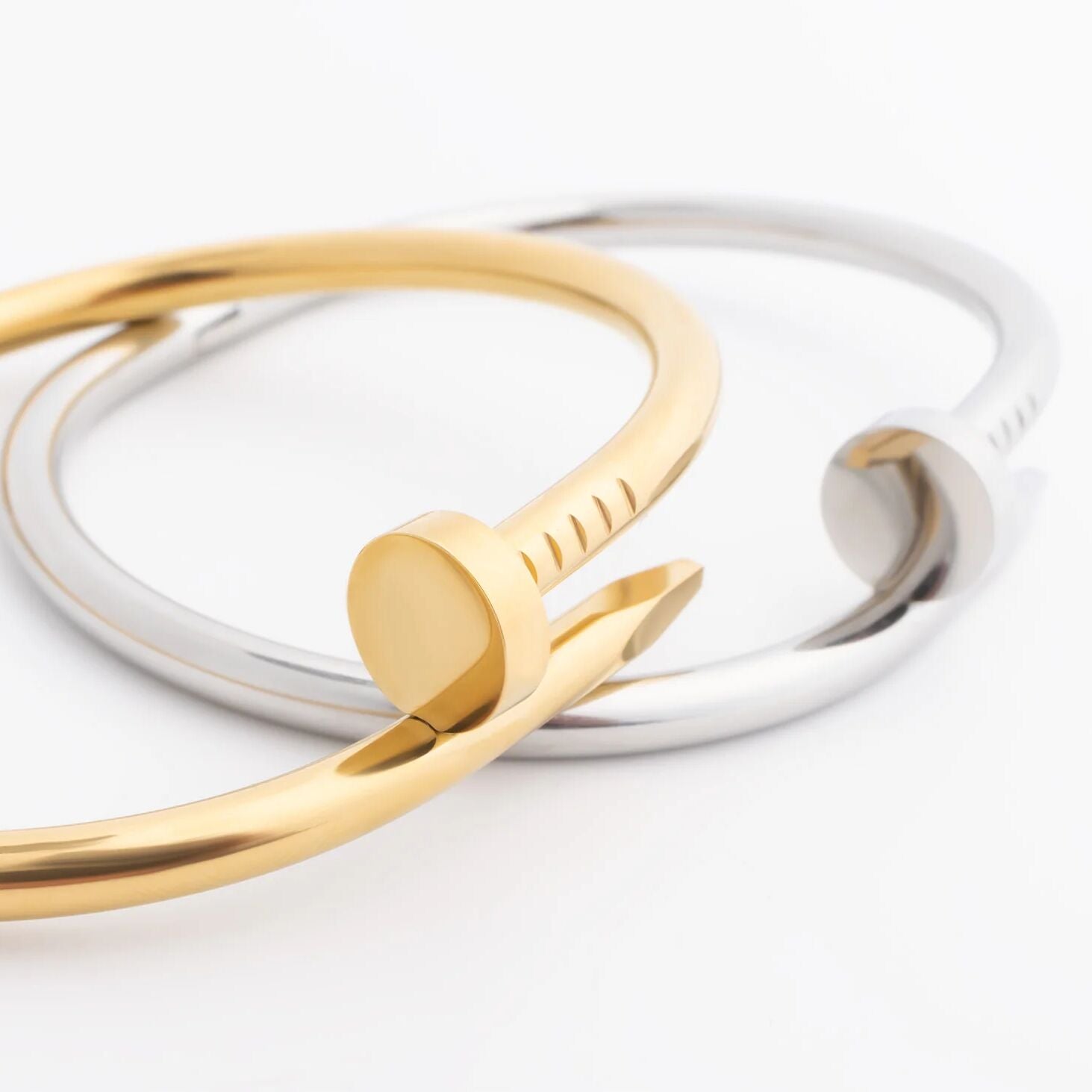 18K Gold PVD Stainless Steel Nail Bangle Bracelet