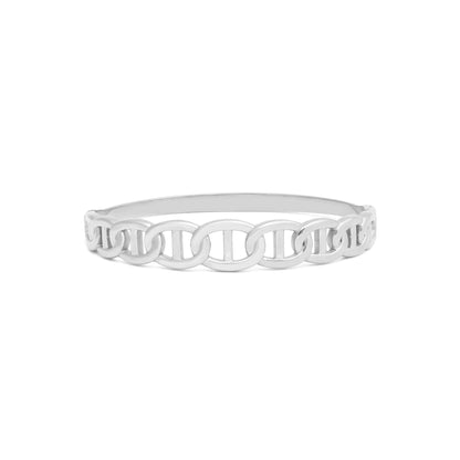Silver chain belt on a white background