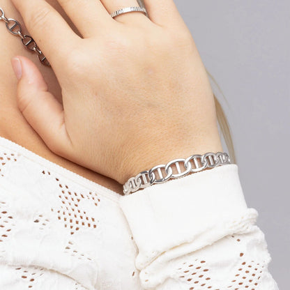 18K Gold PVD Stainless Steel Oval Chain Bangle Bracelet