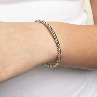 18K Gold PVD Stainless Steel Beaded Nail Bangle Bracelet With Stones