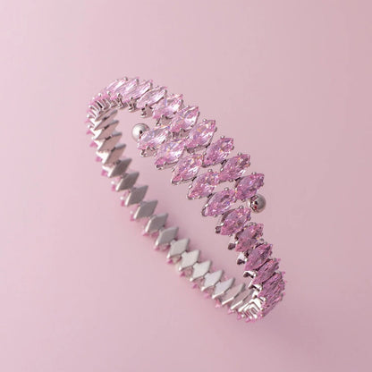 18K Gold PVD Stainless Steel Pink Stone Wrap Bracelet