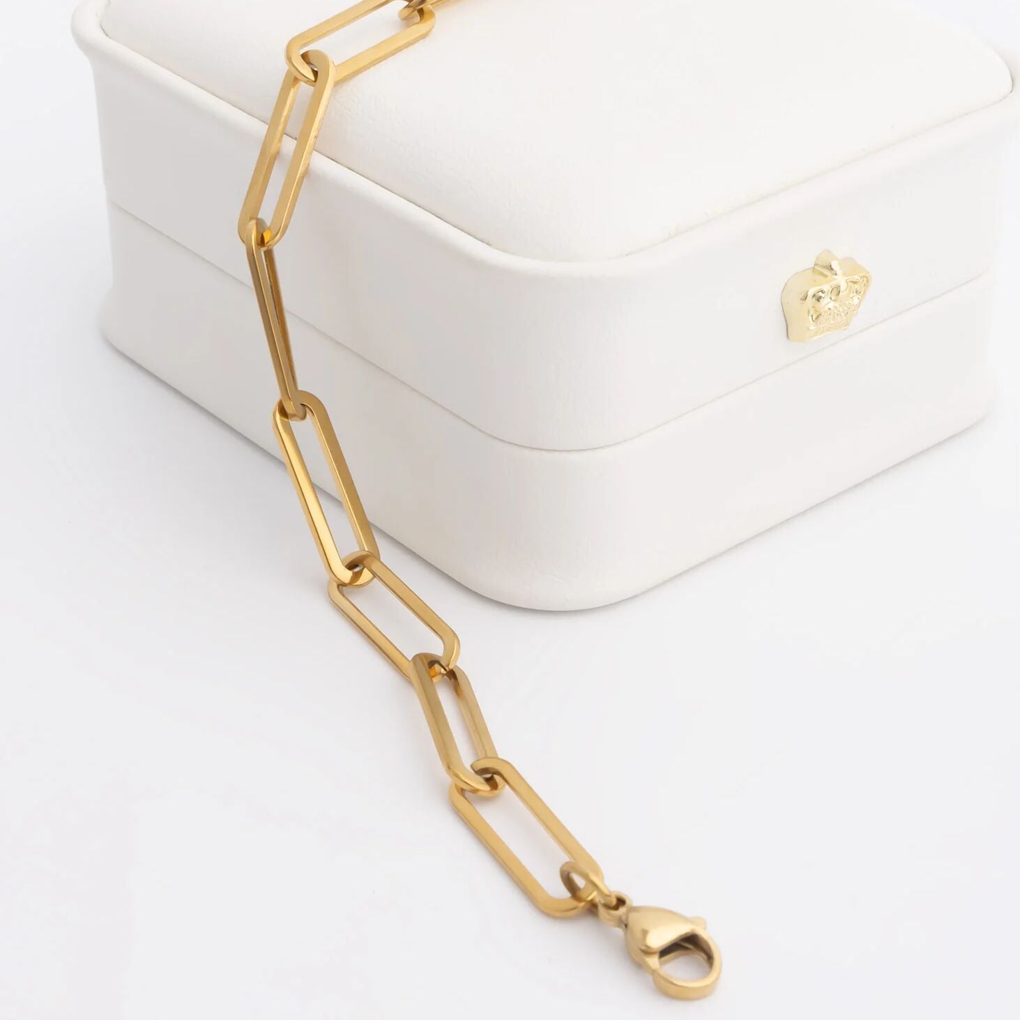 18K Gold PVD Stainless Steel Long Paperclip Bracelet
