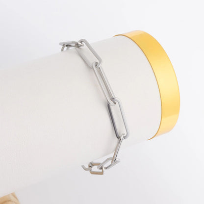 18K Gold PVD Stainless Steel Long Paperclip Bracelet