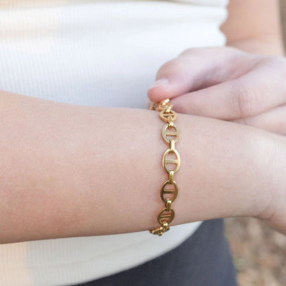18K Gold PVD Stainless Steel Thick Oval Chain Bracelet