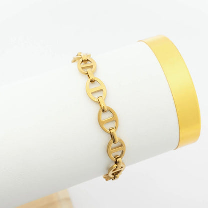 18K Gold PVD Stainless Steel Thick Oval Chain Bracelet