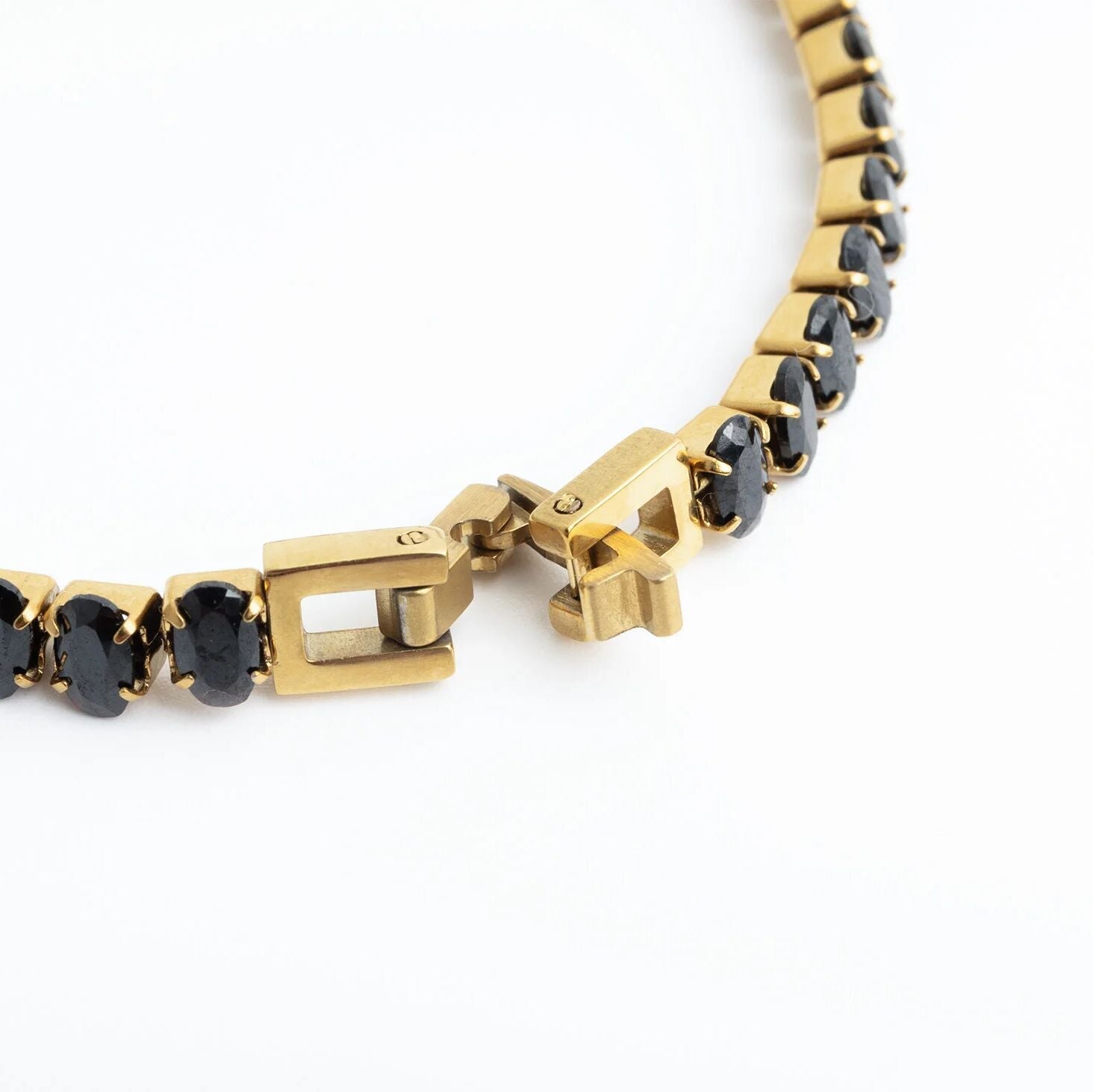 18K Gold PVD Stainless Steel Black Oval Stone Bracelet