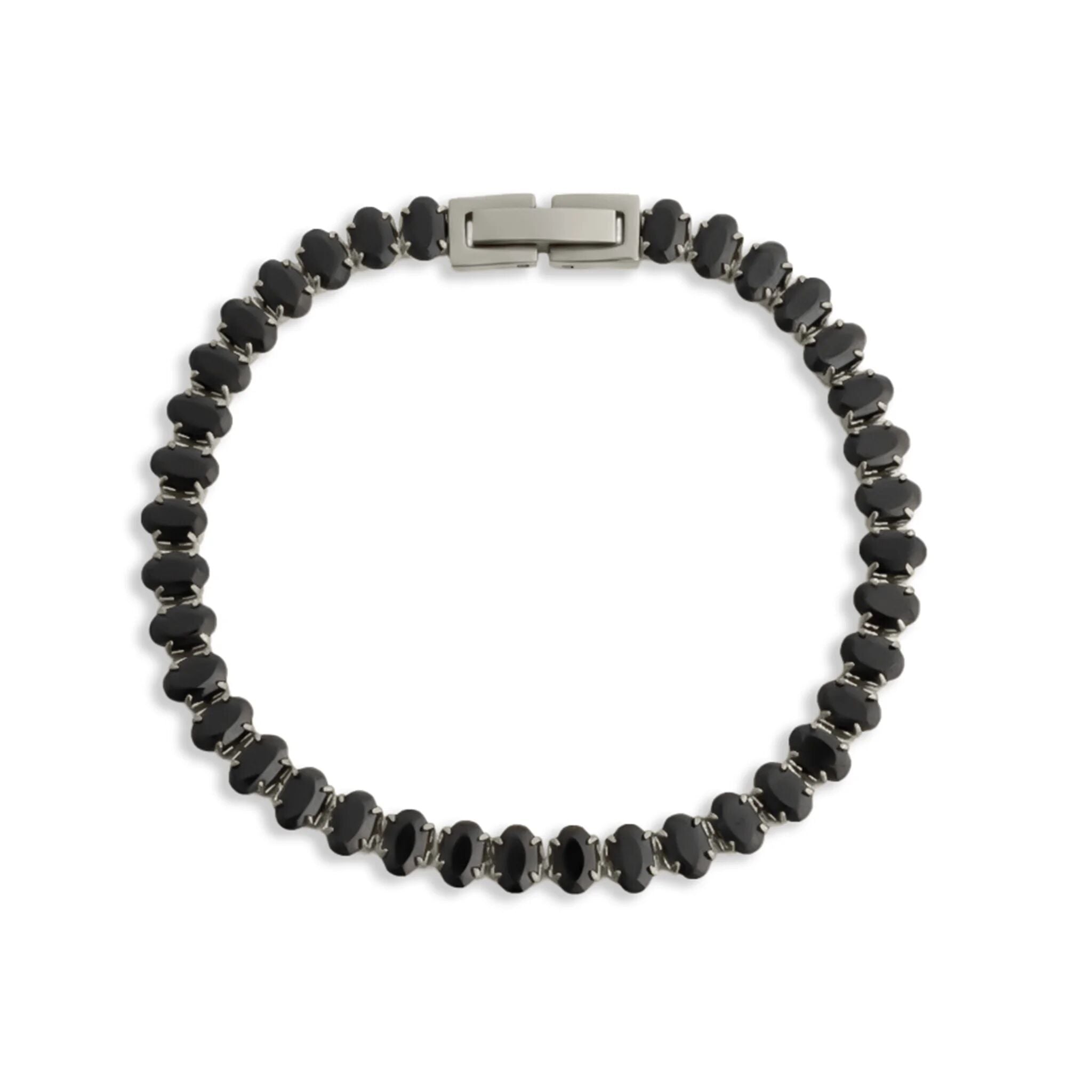 18K Gold PVD Stainless Steel Black Oval Stone Bracelet