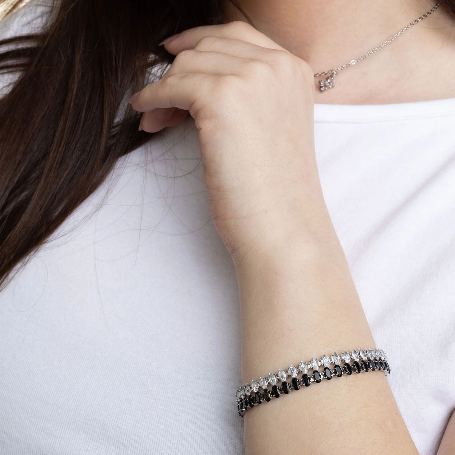 18K Gold PVD Stainless Steel Black Oval Stone Bracelet