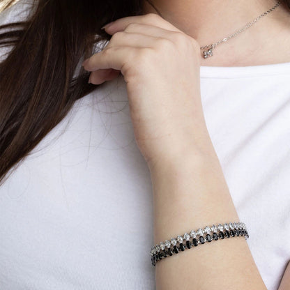 18K Gold PVD Stainless Steel Black Oval Stone Bracelet