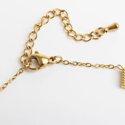 18K Gold PVD Stainless Steel Emerald Stone Station Bracelet